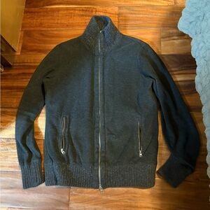 Martin‎ + Osa Fleece Zip Jacket Medium | Cashmere Rib Trim Black